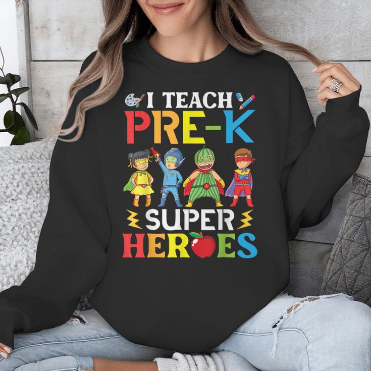 I Teach Pre-K Superheroes Students Teacher Back To School Unisex Sweatshirt, funny design I Teach Pre-K Superheroes Students Teacher Back To School Unisex Sweatshirt, funny design