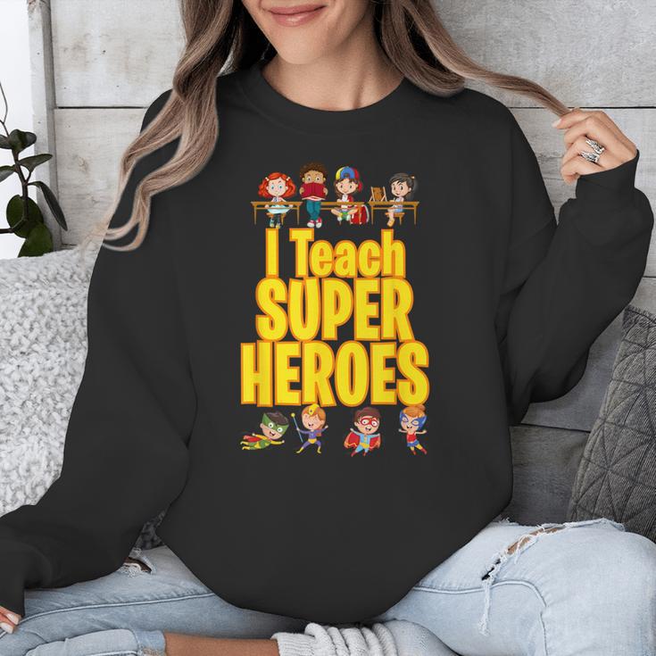 I Teach Super Heroes Comic Book Hero Teacher School Unisex Sweatshirt, Super Teacher Gifts, funny design