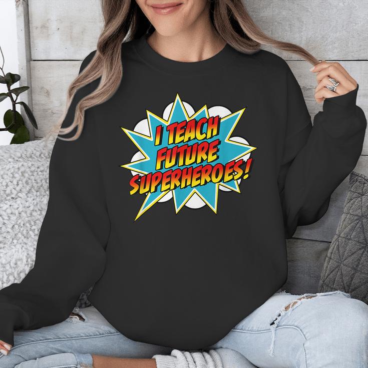 I Teach Superheroes Retro Comic Super Teacher Graphic Unisex Sweatshirt, Super Teacher Gifts, funny design I Teach Superheroes Retro Comic Super Teacher Graphic Unisex Sweatshirt, Super Teacher Gifts, funny design