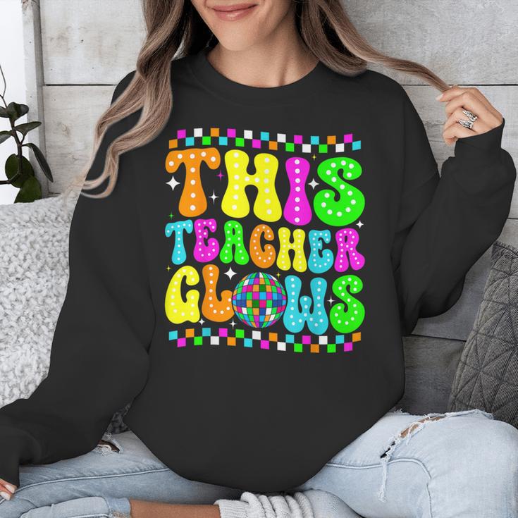 This Teacher 80s 90s Teachers's Day Glows Last Day Of School Unisex Sweatshirt, 90s Teacher Gifts, funny design This Teacher 80s 90s Teachers's Day Glows Last Day Of School Unisex Sweatshirt, 90s Teacher Gifts, funny design