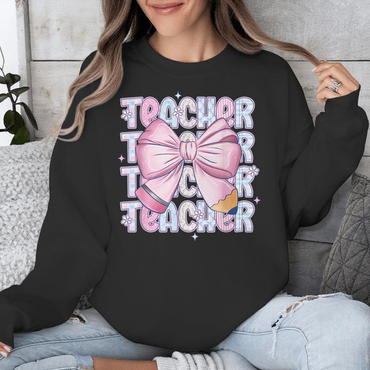 Teacher Bow Pencil Flowers Teacher Back To School Unisex Sweatshirt, funny design Teacher Bow Pencil Flowers Teacher Back To School Unisex Sweatshirt, funny design