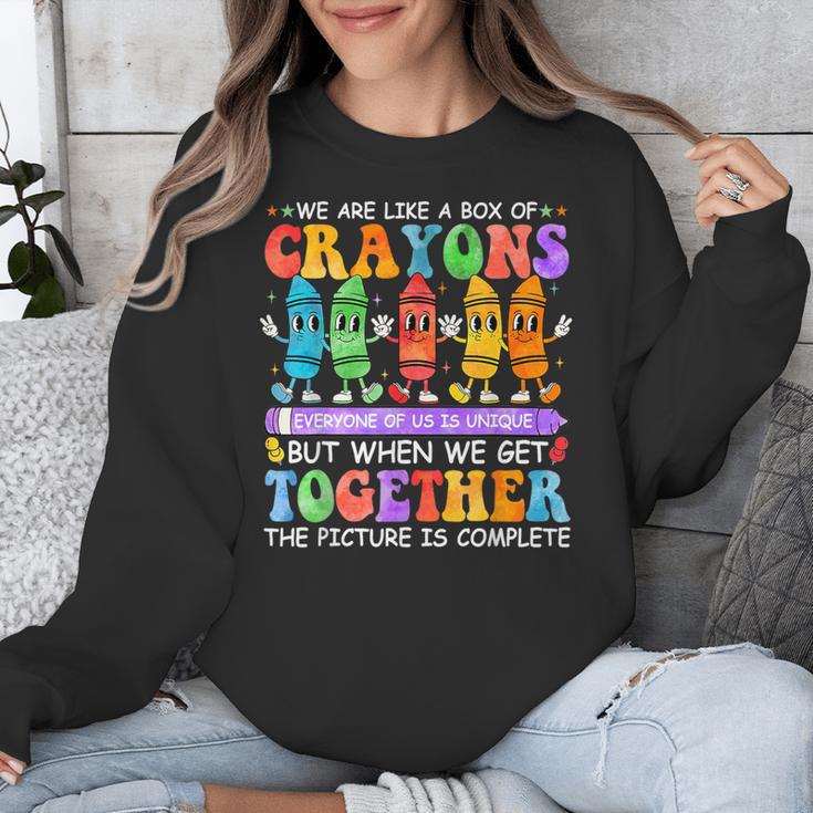 Teacher We Are Like A Box Of Crayons Back To School Men Women Kids Unisex Sweatshirt, funny design Teacher We Are Like A Box Of Crayons Back To School Men Women Kids Unisex Sweatshirt, funny design