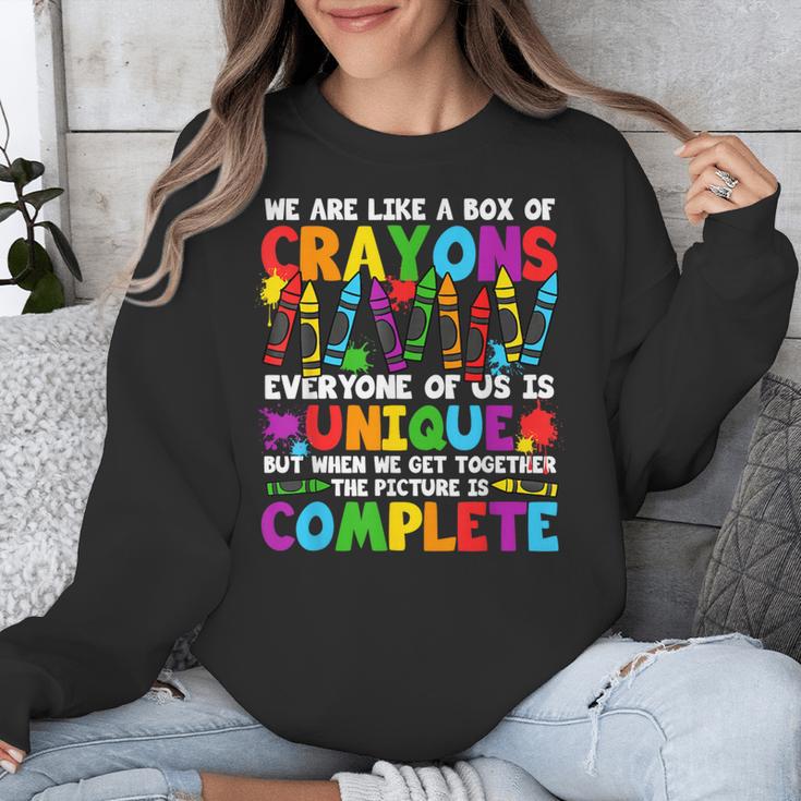 Teacher We Are Like A Box Of Crayons Back To School Unisex Sweatshirt, funny design Teacher We Are Like A Box Of Crayons Back To School Unisex Sweatshirt, funny design