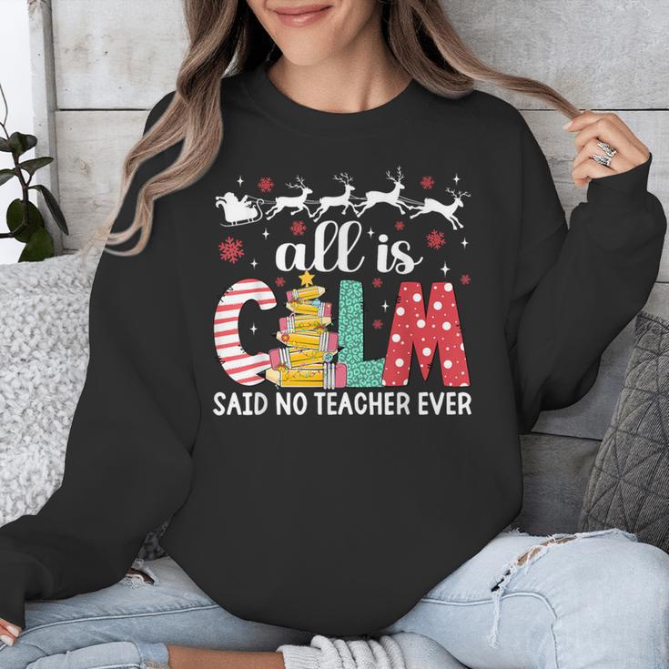 Teacher All Calm Said No Teacher Christmas Pencil Tree Unisex Sweatshirt, funny design