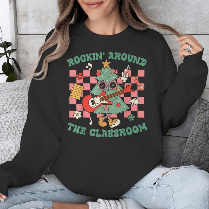 Teacher Christmas Rockin' Around The Classroom Men Women Kids Unisex Sweatshirt, funny design