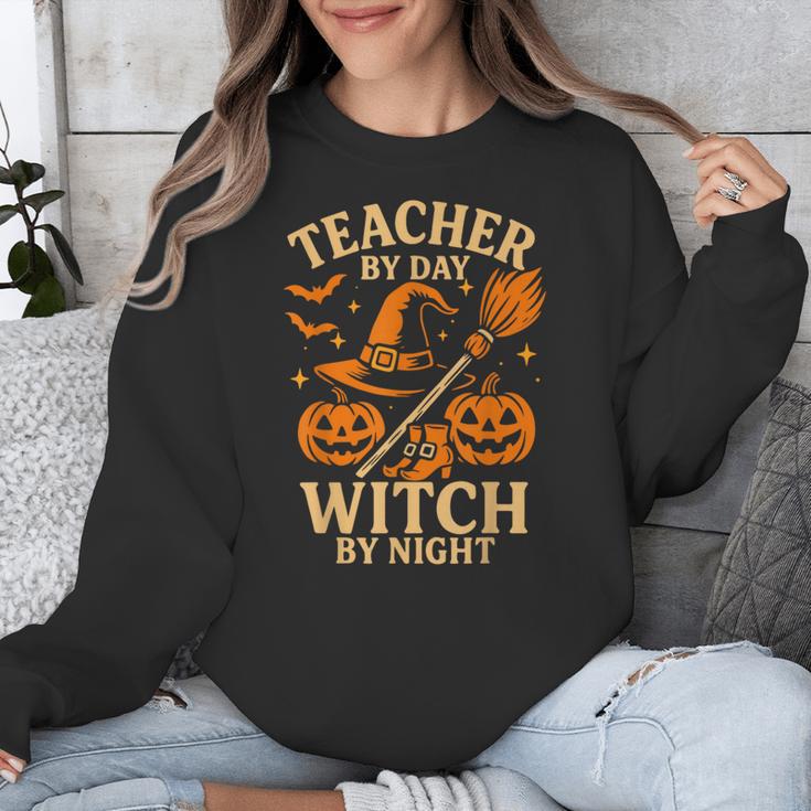 Teacher By Day Witch By Night Halloween Teacher Witch Unisex Sweatshirt, funny design