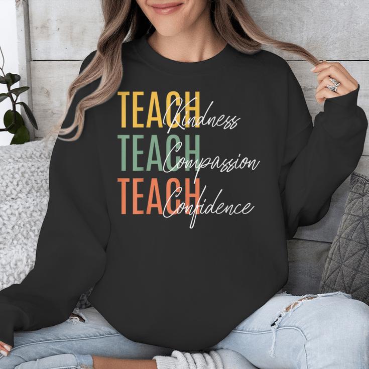 Teacher Kindness Compassion Confidence Teaching Unisex Sweatshirt, funny design Teacher Kindness Compassion Confidence Teaching Unisex Sweatshirt, funny design