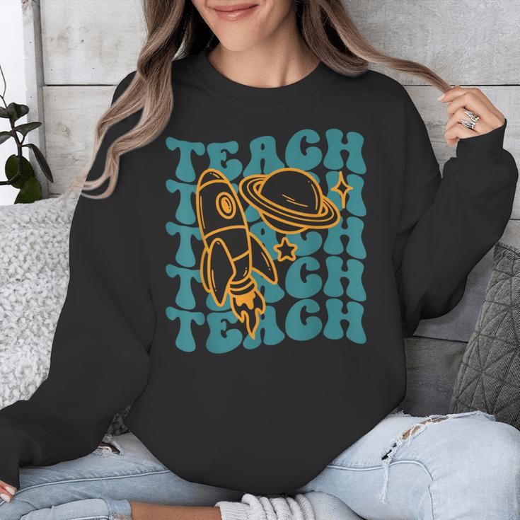 Teacher Outer Space Science Astronomy Planet Saturn Teach Unisex Sweatshirt, Science Teacher Gifts, funny design