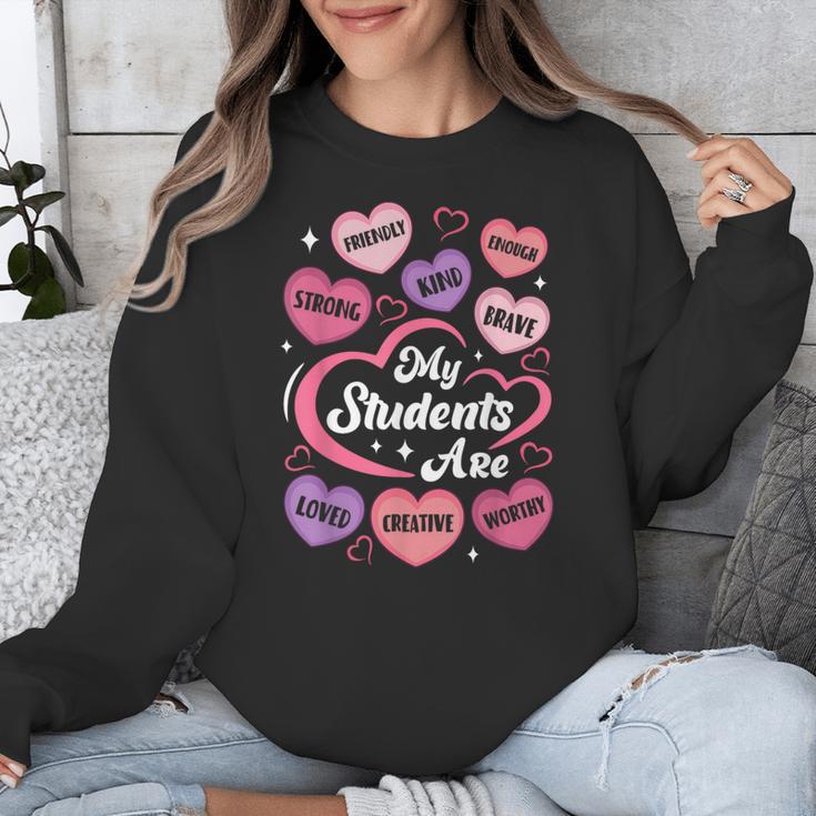 Teacher Positive Affirmations Candy Heart Valentine's Day Unisex Sweatshirt, funny design Teacher Positive Affirmations Candy Heart Valentine's Day Unisex Sweatshirt, funny design