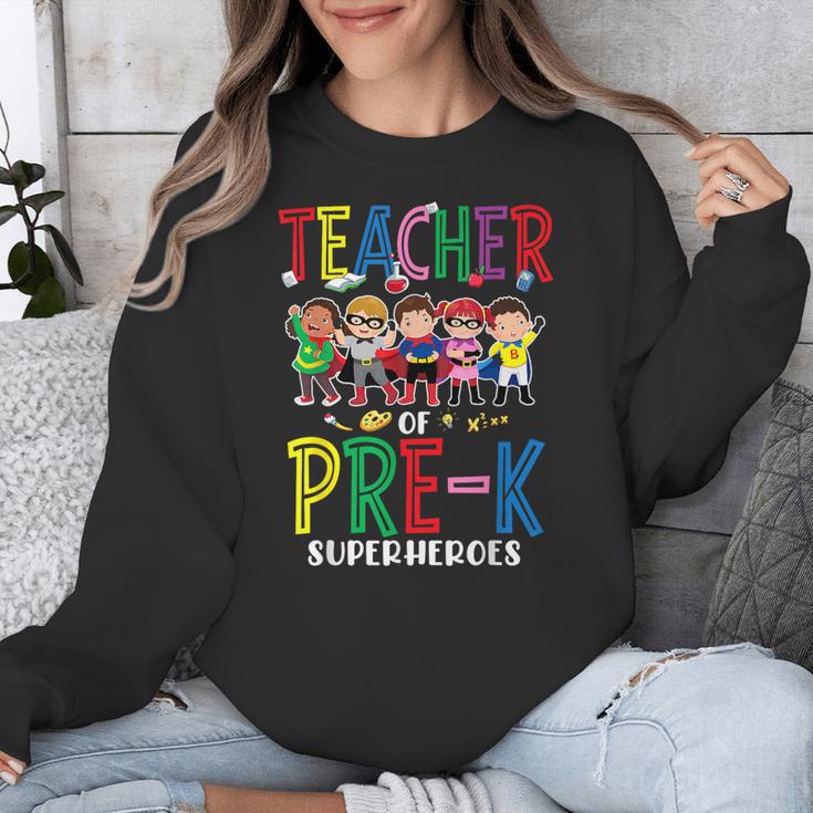Teacher Of Pre K Superheroes Teacher New School Year Men Women Unisex Sweatshirt, funny design