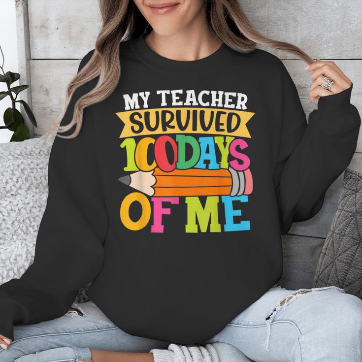 My Teacher Survived 100 Days Of Me 100th Day Of School Kids Unisex Sweatshirt, funny design My Teacher Survived 100 Days Of Me 100th Day Of School Kids Unisex Sweatshirt, funny design