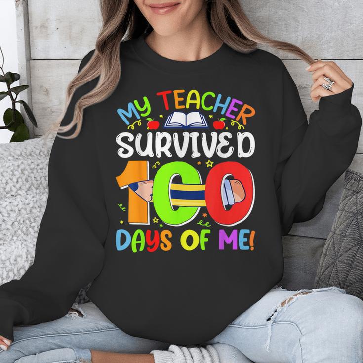 My Teacher Survived 100 Days Of Me 100 Days Of School Unisex Sweatshirt, funny design My Teacher Survived 100 Days Of Me 100 Days Of School Unisex Sweatshirt, funny design