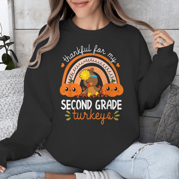 Teacher Thanksgiving Thankful For My Second Grade Turkeys Unisex Sweatshirt, funny design