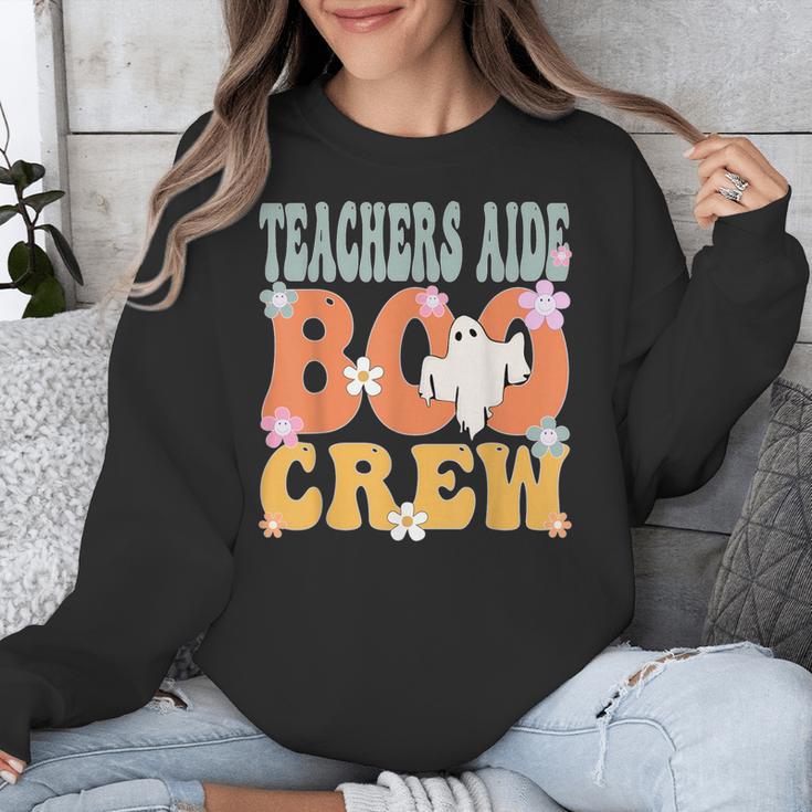 Teachers Aide Boo Crew Ghost Groovy Halloween For Women Unisex Sweatshirt, funny design Teachers Aide Boo Crew Ghost Groovy Halloween For Women Unisex Sweatshirt, funny design