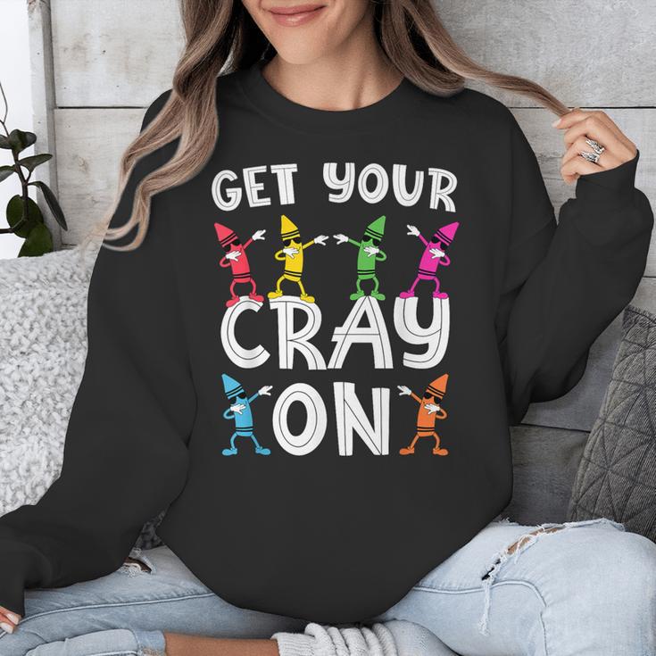 Teacher's Get Your Cray On Dabbing Crayons Unisex Sweatshirt, funny design Teacher's Get Your Cray On Dabbing Crayons Unisex Sweatshirt, funny design