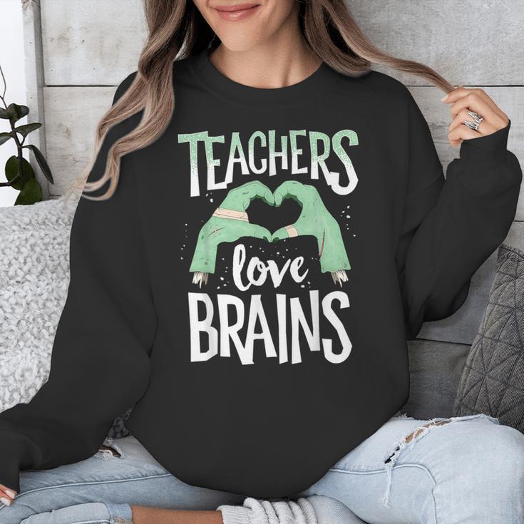 Teachers Love Brains Halloween Costume Trick Treat Zombie Unisex Sweatshirt, funny design
