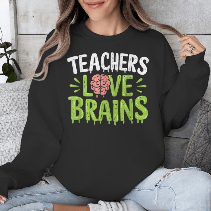 Teachers Love Brains Halloween Teacher Zombie Unisex Sweatshirt, funny design Teachers Love Brains Halloween Teacher Zombie Unisex Sweatshirt, funny design