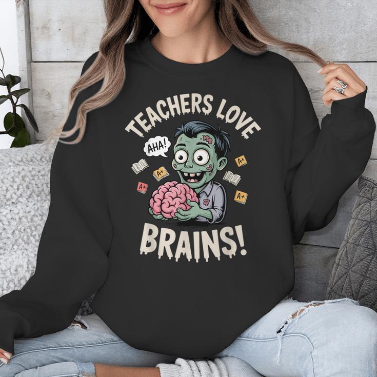 Teachers Love Brains Shirt Men Women Teacher Halloween Unisex Sweatshirt, funny design