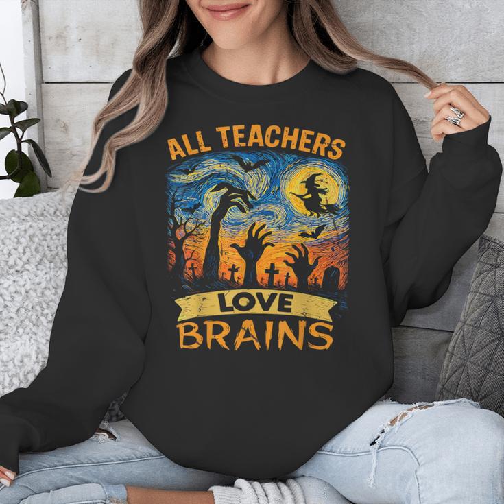 All Teachers Love Brains Shirt Teacher Halloween Tee Unisex Sweatshirt, funny design