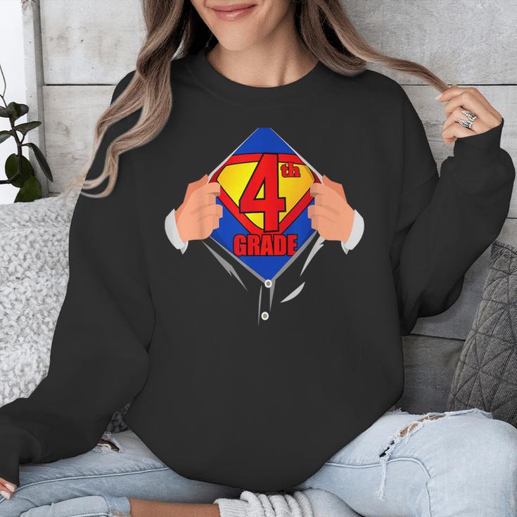 Teachers Are Superheroes 4th Grade Super Teacher Staff Men Women Unisex Sweatshirt, Super Teacher Gifts, 4th Grade Teacher Gifts, funny design