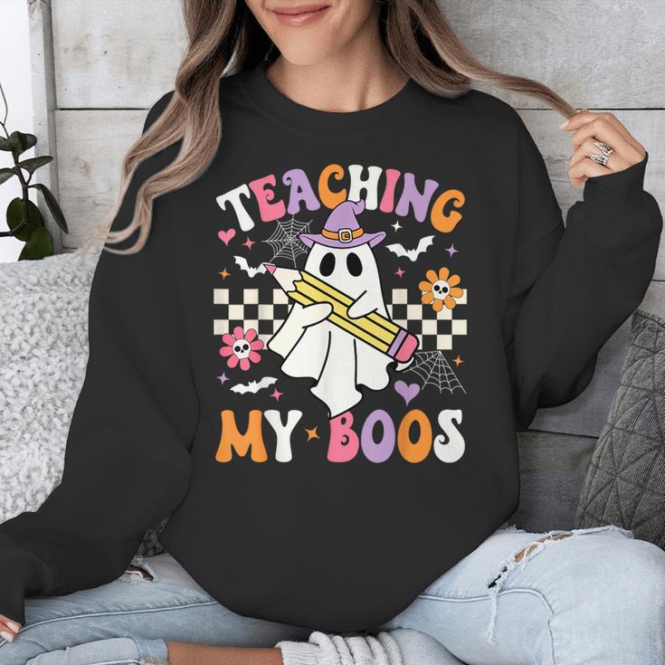 Teaching My Boos Ghost Teacher Cute Groovy Halloween Teacher Unisex Sweatshirt, Groovy Teacher Gifts, funny design