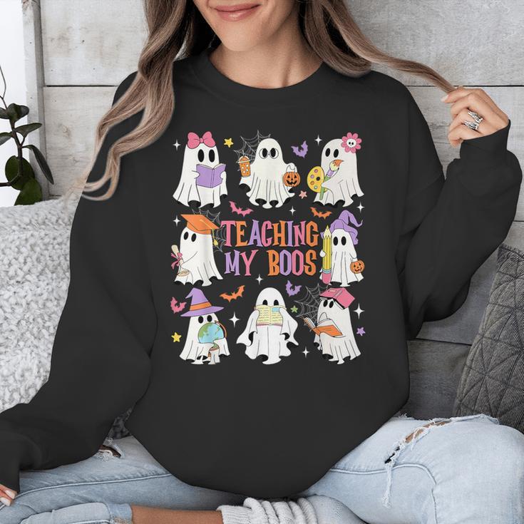 Teaching My Boos Teacher Cute Ghost Groovy Teacher Halloween Unisex Sweatshirt, Groovy Teacher Gifts, funny design Teaching My Boos Teacher Cute Ghost Groovy Teacher Halloween Unisex Sweatshirt, Groovy Teacher Gifts, funny design