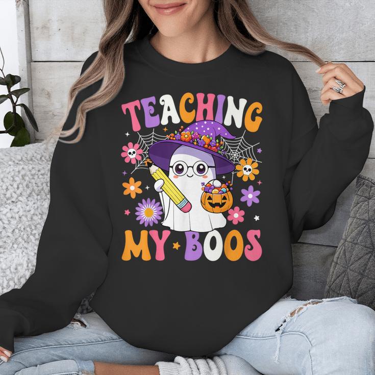 Teaching My Boos Teacher Ghost Teach Halloween Teacher Unisex Sweatshirt, funny design