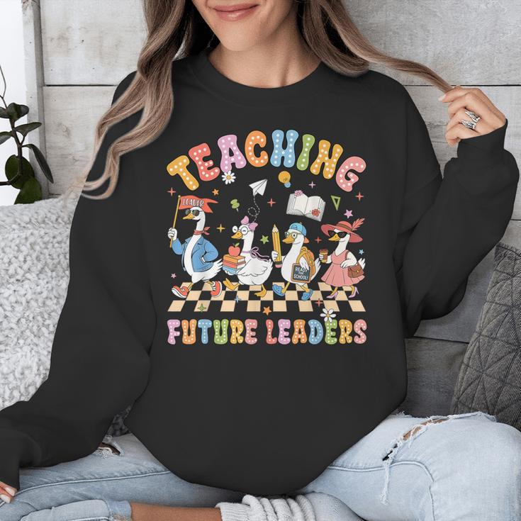 Teaching Future Leaders Teacher Back To School Cute Goose Unisex Sweatshirt, Future Teacher Gifts, funny design Teaching Future Leaders Teacher Back To School Cute Goose Unisex Sweatshirt, Future Teacher Gifts, funny design