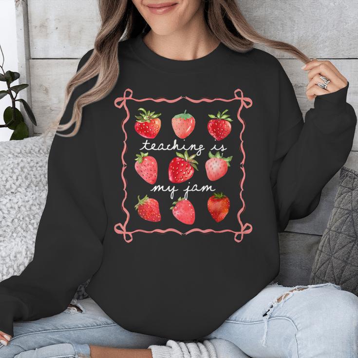 Teaching Is My Jam Strawberry Kinder Team Teacher Unisex Sweatshirt, funny design Teaching Is My Jam Strawberry Kinder Team Teacher Unisex Sweatshirt, funny design