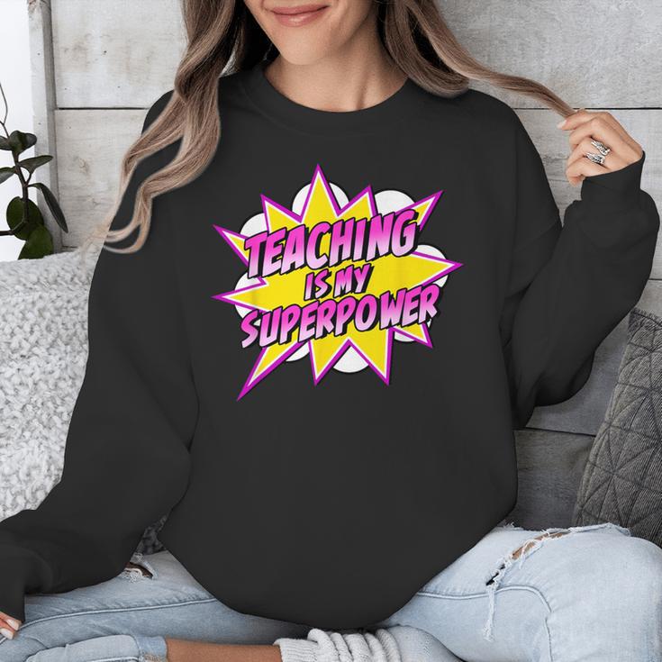 Teaching Is My Superpower Retro Comic Super Teacher Unisex Sweatshirt, Super Teacher Gifts, funny design Teaching Is My Superpower Retro Comic Super Teacher Unisex Sweatshirt, Super Teacher Gifts, funny design