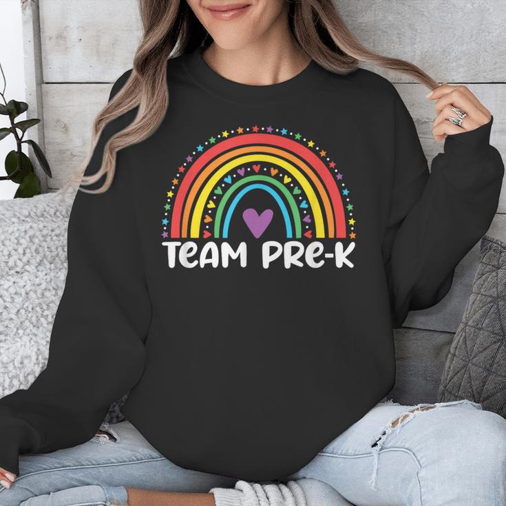 Team Pre-K Teacher Crew Squad Hello Back School Graduation Unisex Sweatshirt, funny design