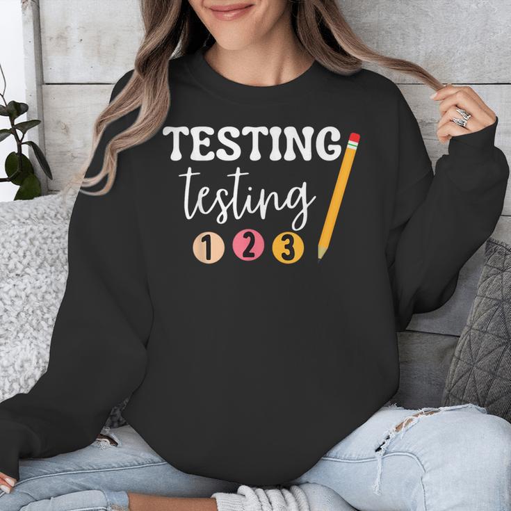 Testing Testing 123 Cute Math Teacher Student Test Day Men Women Girls Kids Unisex Sweatshirt, funny design