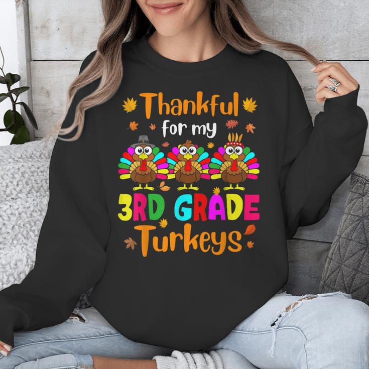 Thankful For My 3rd Grade Turkeys Thanksgiving Teacher Kids Unisex Sweatshirt, funny design