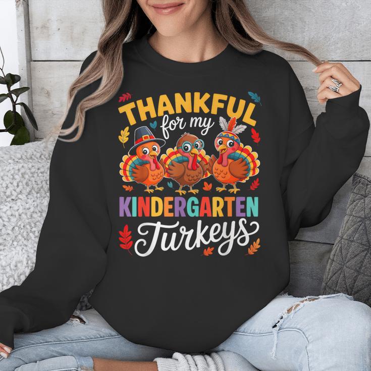 Thankful For My Kindergarten Turkeys Thanksgiving Teacher Unisex Sweatshirt, funny design