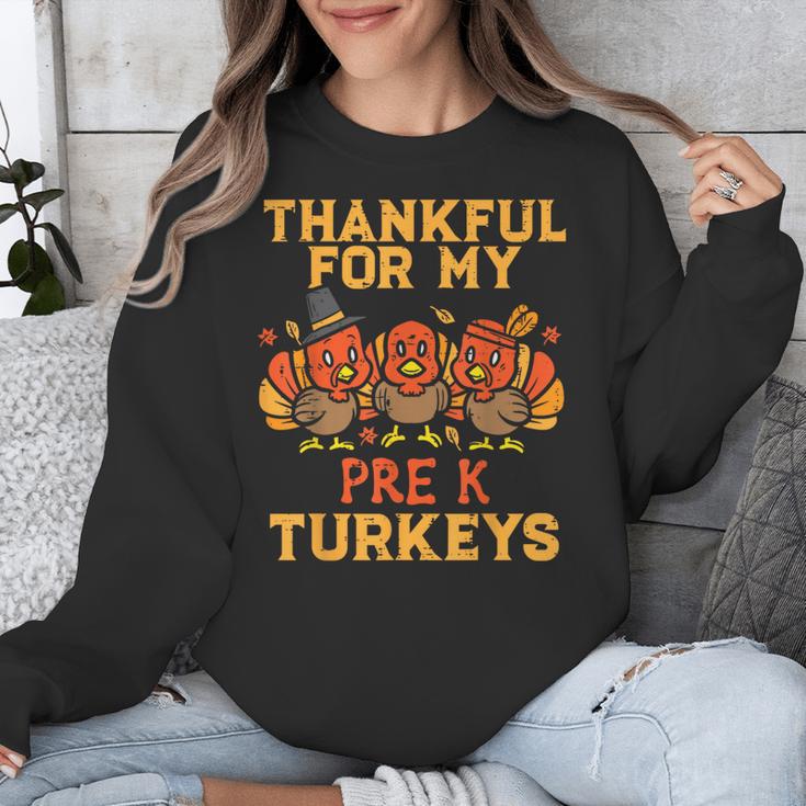 Thankful For My Pre K Turkeys Teacher Thanksgiving Men Women Unisex Sweatshirt, funny design