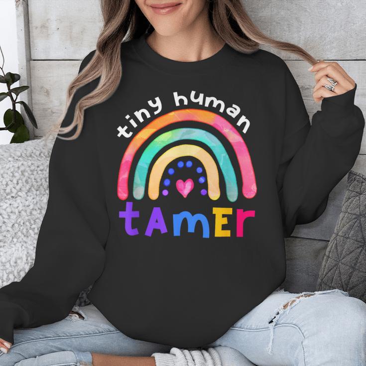 Tiny Human Tamer Watercolor Rainbow Daycare Teacher Unisex Sweatshirt, funny design Tiny Human Tamer Watercolor Rainbow Daycare Teacher Unisex Sweatshirt, funny design