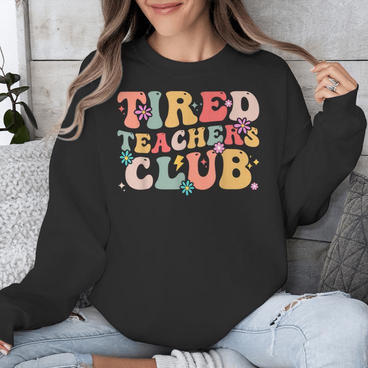 Tired Teachers Club Groovy Teachers Back To School Tee Unisex Sweatshirt, funny design Tired Teachers Club Groovy Teachers Back To School Tee Unisex Sweatshirt, funny design