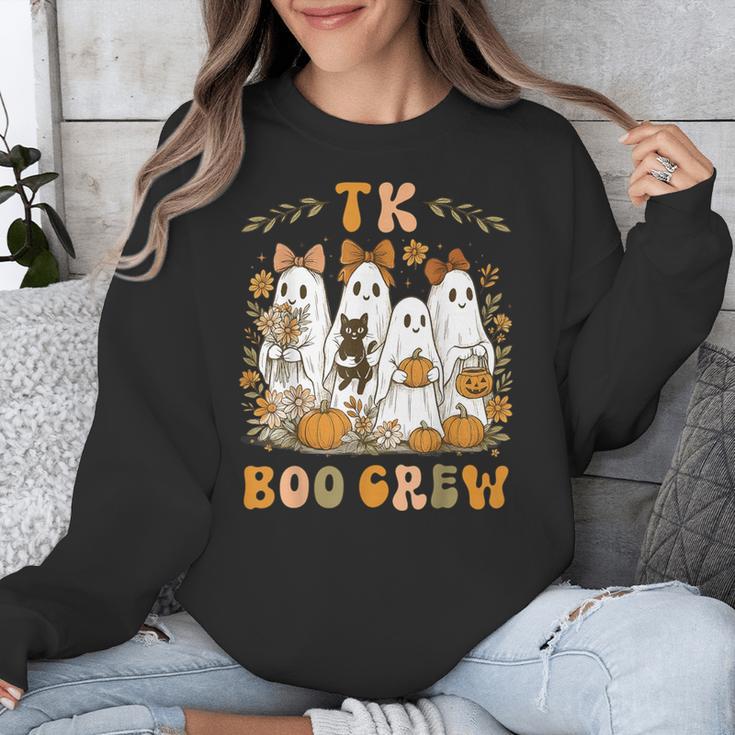 TK Boo Crew Preppy Halloween Floral Ghost TK Teacher Team TK Unisex Sweatshirt, funny design