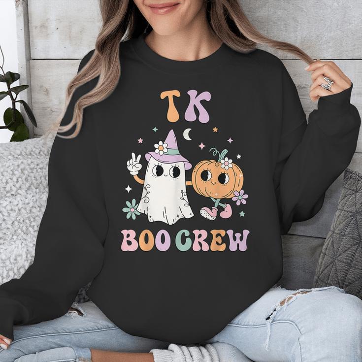 TK Boo Crew Retro Groovy Halloween Floral Ghost TK Teacher Men Women Kids Unisex Sweatshirt, Groovy Teacher Gifts, funny design