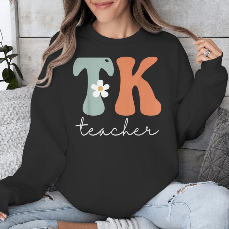 TK Teacher Retro Groovy Vintage Happy First Day Of School Unisex Sweatshirt, Groovy Teacher Gifts, funny design
