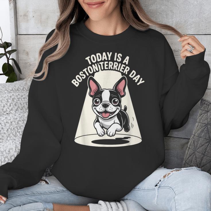 Today Is A Boston Terrier Day Cute Dog Lover Cartoon Unisex Sweatshirt, funny design