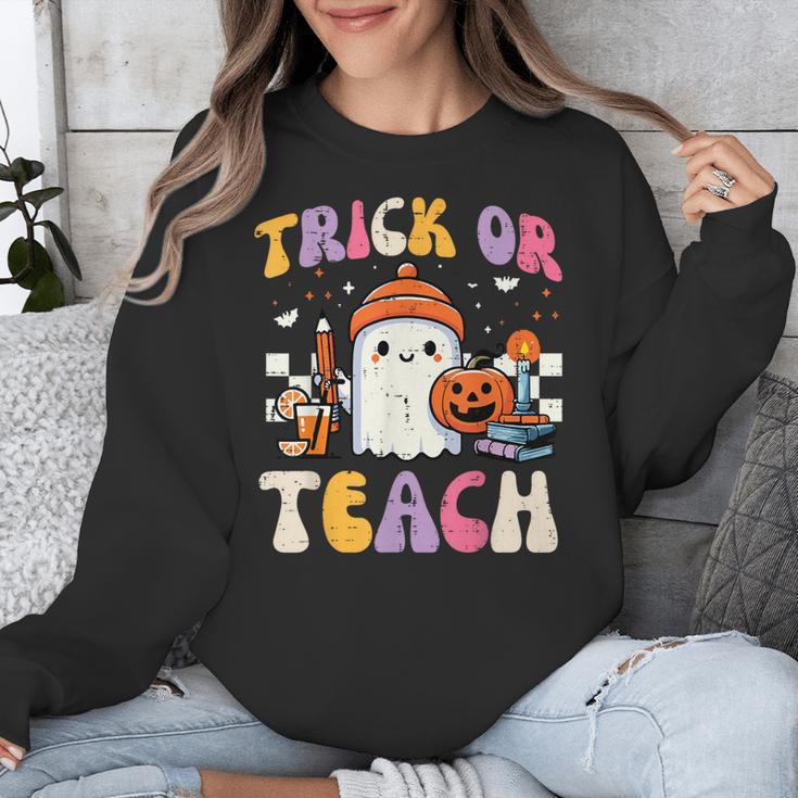 Trick Or Teach Ghost Teacher School Halloween Men Women Unisex Sweatshirt, funny design