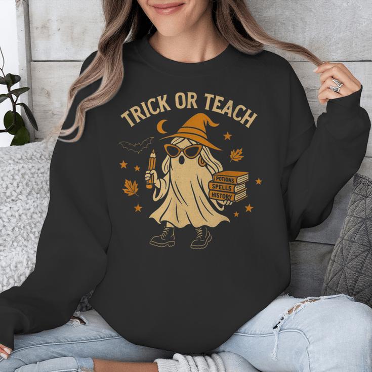Trick Or Teach Halloween Teacher Unisex Sweatshirt, funny design