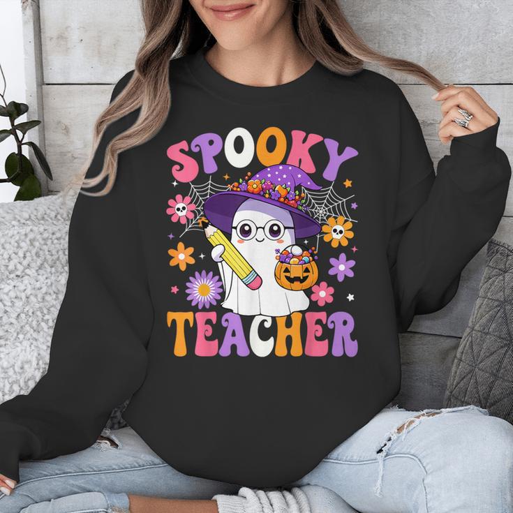 Trick Or Teach Spooky Teacher Ghost Halloween Teacher Unisex Sweatshirt, funny design