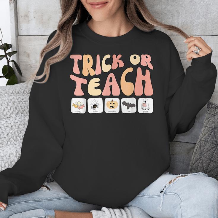 Trick Or Teach With Symbols Special Education Teacher Spooky Unisex Sweatshirt, funny design Trick Or Teach With Symbols Special Education Teacher Spooky Unisex Sweatshirt, funny design