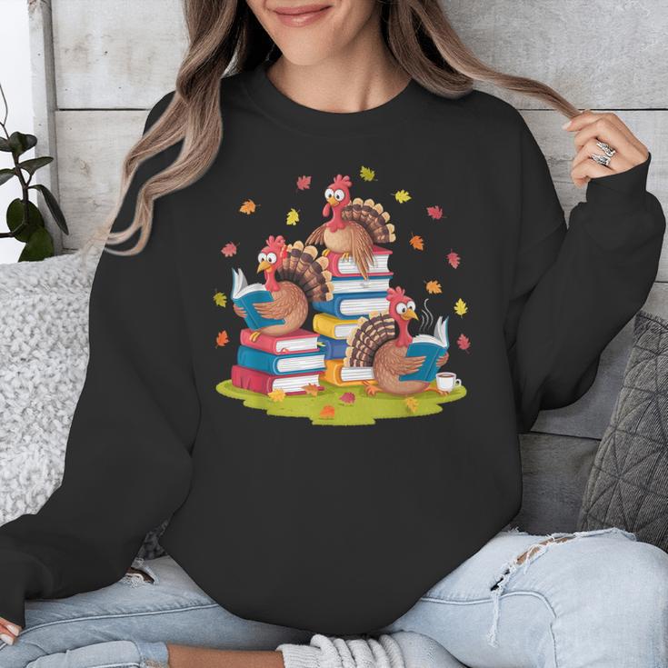 Turkey Reading Books Fall Season Thanksgiving Teacher Book Unisex Sweatshirt, funny design Turkey Reading Books Fall Season Thanksgiving Teacher Book Unisex Sweatshirt, funny design