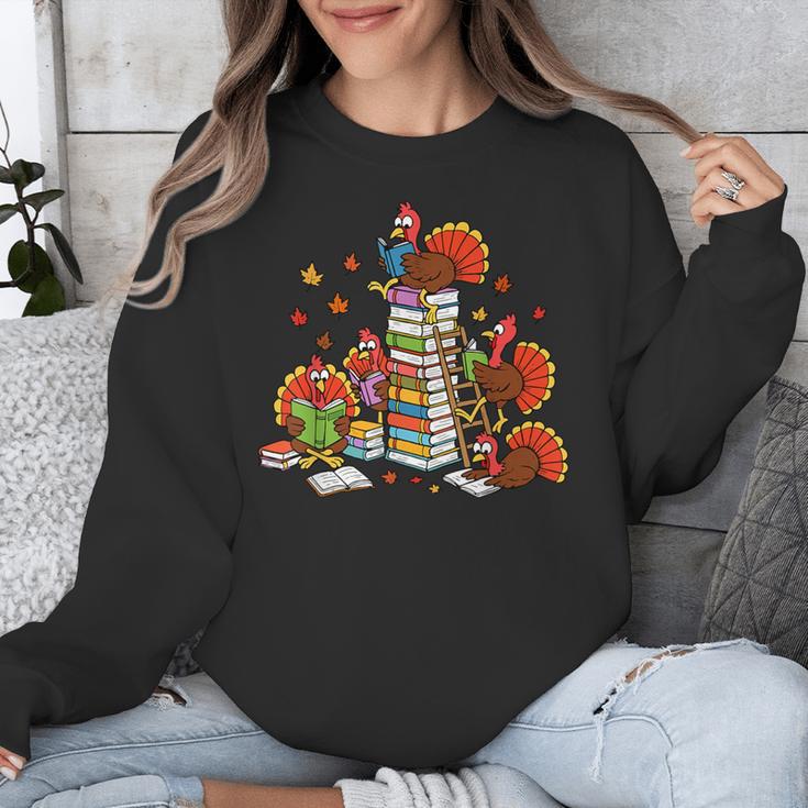 Turkey Reading Books Fall Thanksgiving Teacher Librarian Unisex Sweatshirt, funny design Turkey Reading Books Fall Thanksgiving Teacher Librarian Unisex Sweatshirt, funny design
