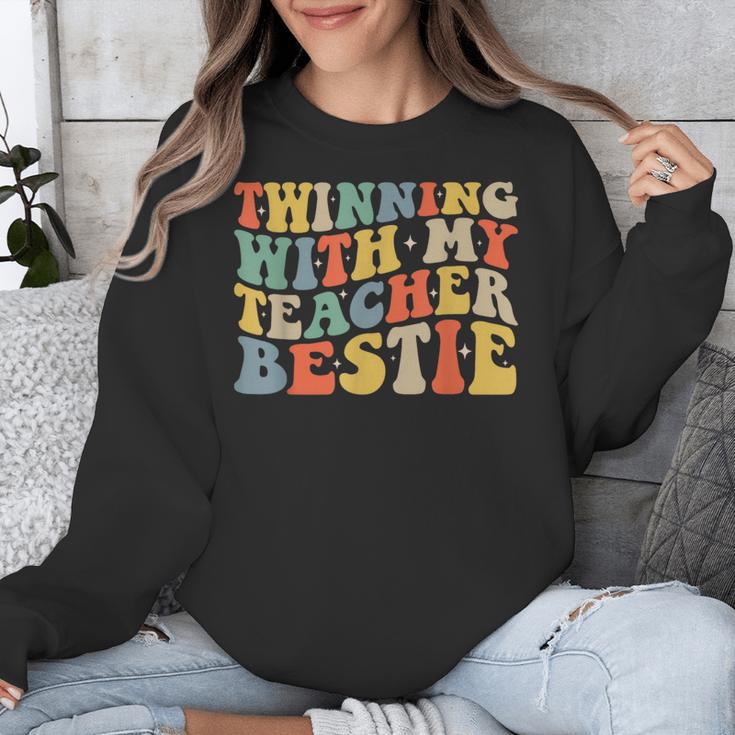 Twin Day Friends Teacher Twinning With My Bestie Matching Unisex Sweatshirt, Friend Gifts, funny design