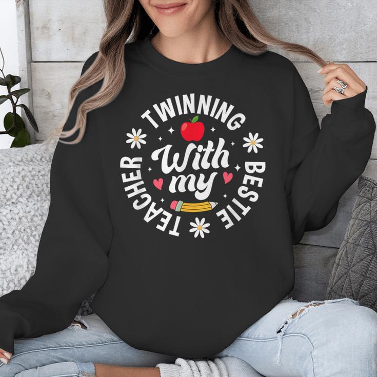 Twin Day Teacher Twinning With My Bestie Matching For Men Women Unisex Sweatshirt, funny design Twin Day Teacher Twinning With My Bestie Matching For Men Women Unisex Sweatshirt, funny design