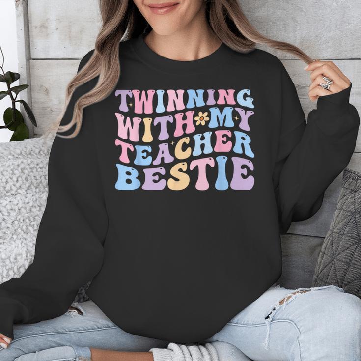 Twinning With My Teacher Bestie Teaching Partner Unisex Sweatshirt, funny design